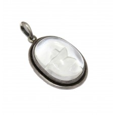 Women 925 Sterling Silver Pendant white crystal gem stone god shiva P 823